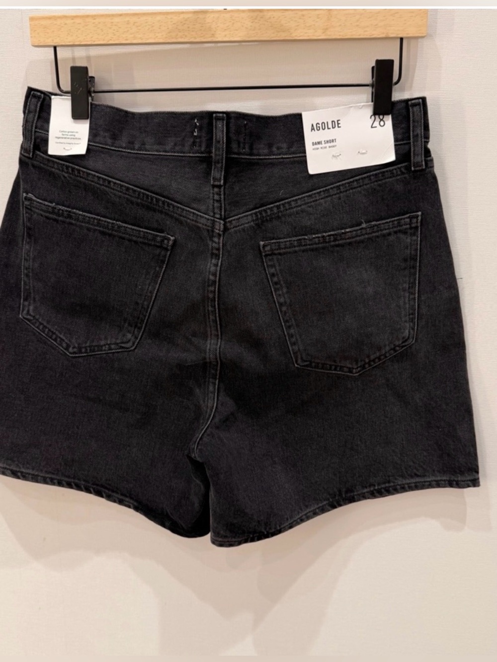 NWT AGOLDE DAME BLACK DENIM SHORTS - Picture 4 of 4